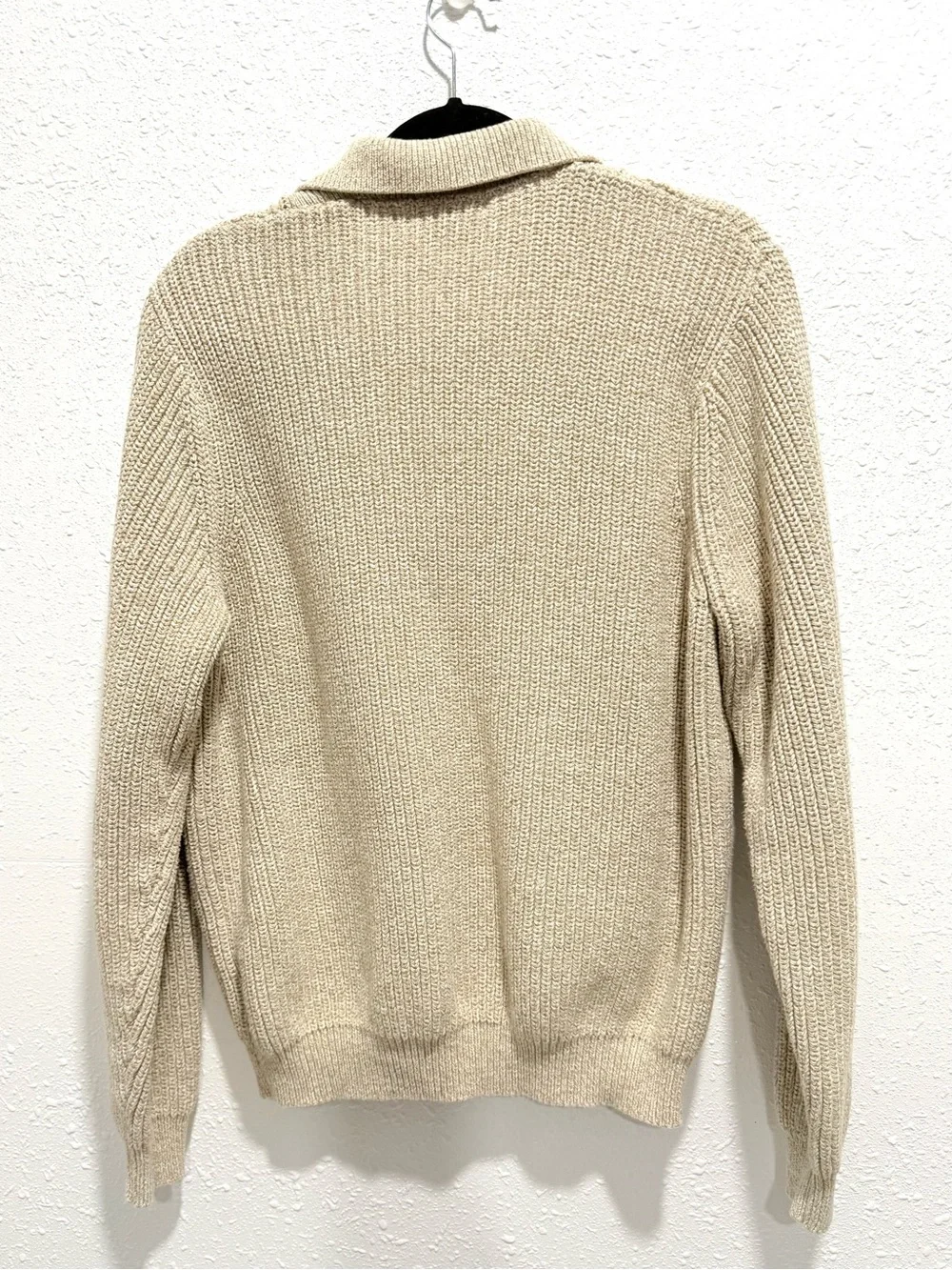 Eddie Bauer 100% cotton Men's Beige Knit Polo Sweater XL